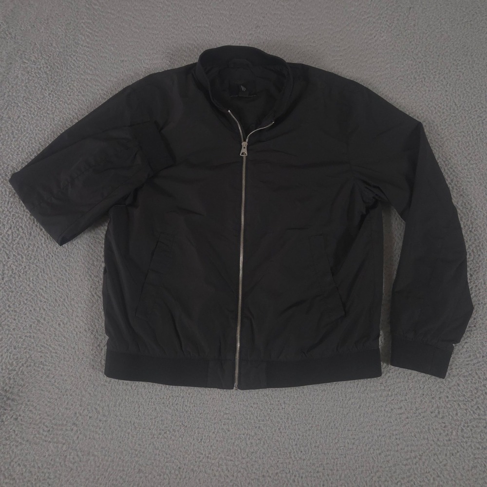 H&M Jacket Mens Large Black Lightweight Bomber Full Zip Solid Outerwear Outdoor